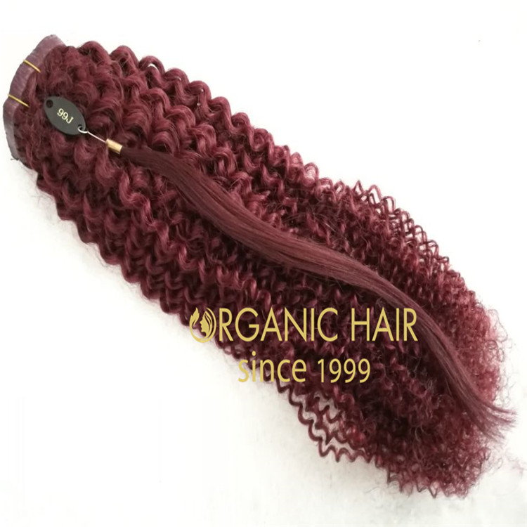 20inch,99J,pu clip  top quality virgin human hair weft  A12